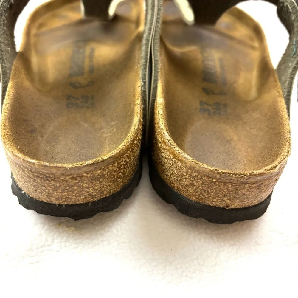 Birkenstock Gizeh Tobacco Brown Leather Cork‎ Sole Thong Boho Sandal Size 37